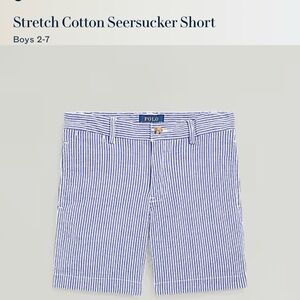 Boy’s Polo by Ralph Lauren Blue and White Stretch Seersucker Shorts